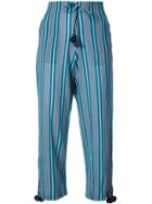 Figue Fiore Striped Cropped Trousers - Blue