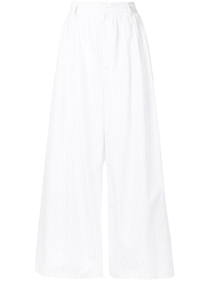 Mm6 Maison Margiela Wide-leg Striped Trousers - White