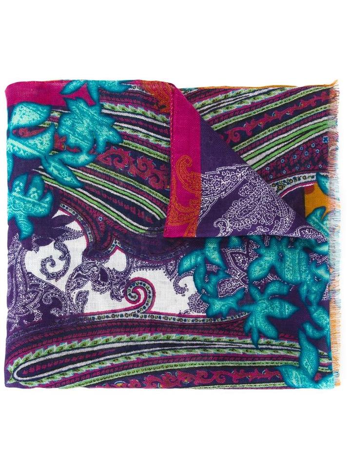 Etro Paisley Print Scarf, Men's, Linen/flax