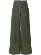 Off-white Wide-leg Trousers - Green
