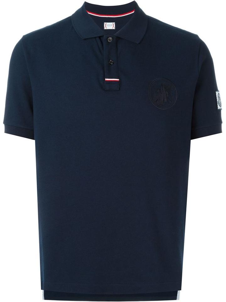 Moncler Gamme Bleu Logo Patch Polo Shirt, Men's, Size: M, Blue, Cotton