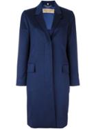 Burberry Single Breasted Coat, Women's, Size: 6, Blue, Acetate/cupro/cashmere