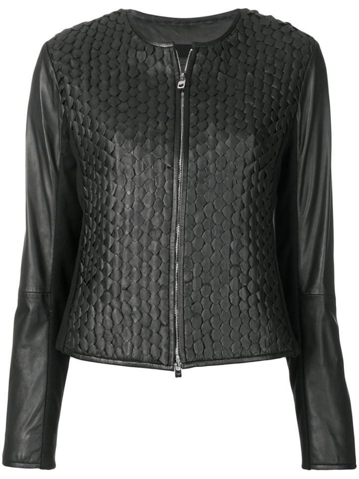 Emporio Armani Fitted Leather Jacket - Black