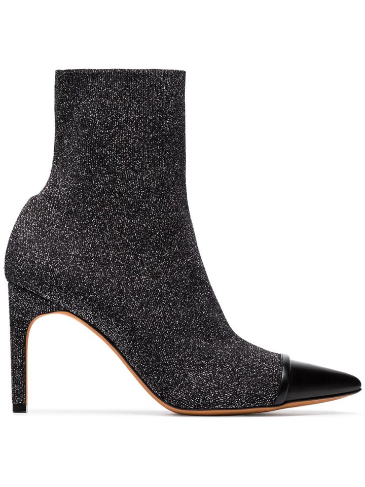 Givenchy Graphic 90 Lurex Leather Toe Cap Boots - Black