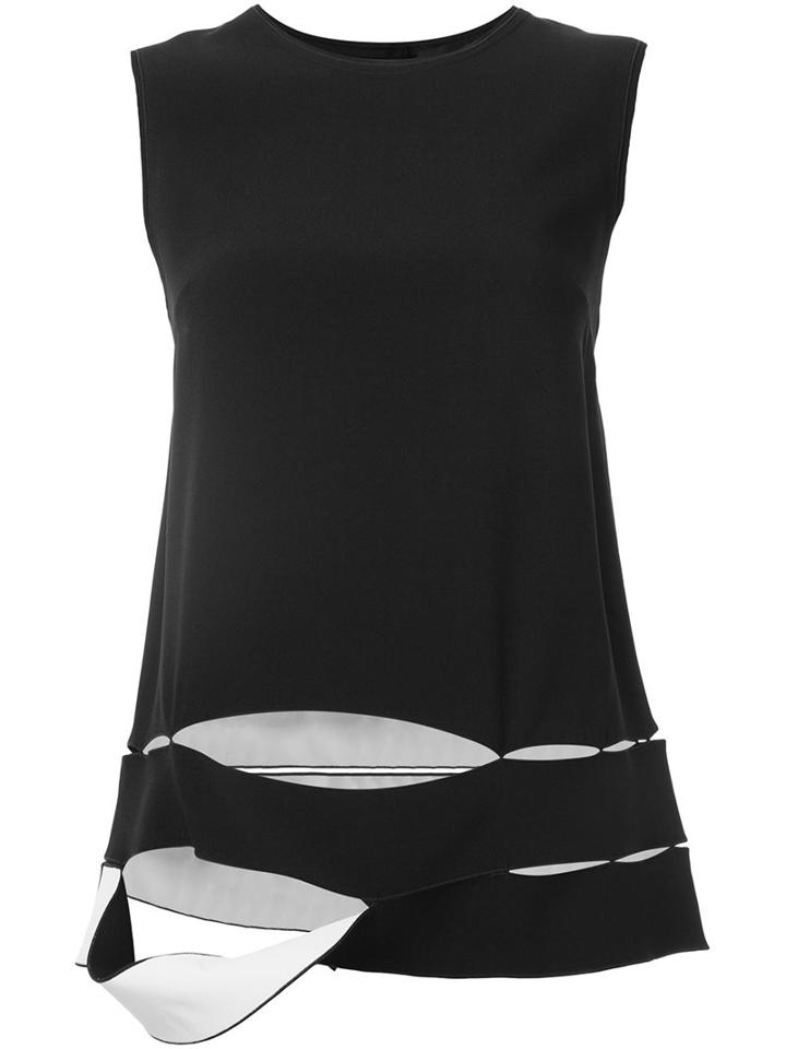 Proenza Schouler Banded Tank Top, Women's, Size: 10, Black, Acetate/viscose