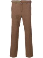 Sacai Herringbone Belted Trousers - Brown