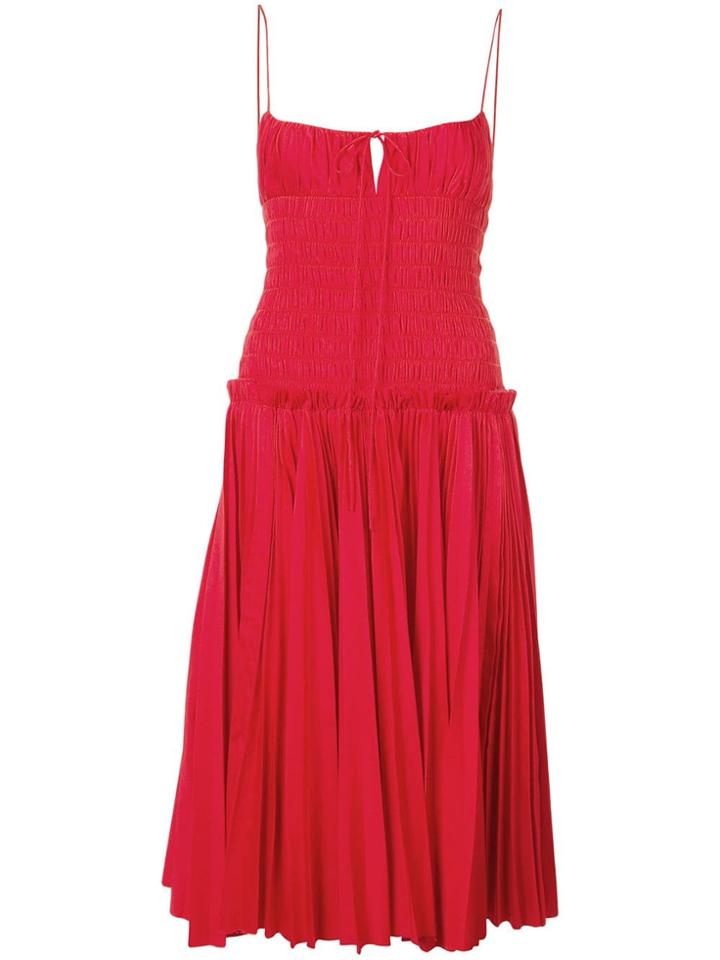 Khaite Ruched Slip Midi Dress - Red