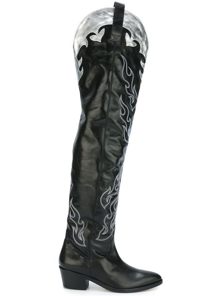 Chiara Ferragni Embroidered Flame Texan Boots