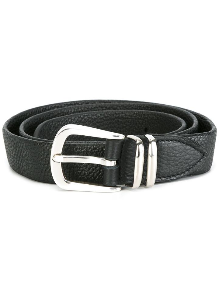 Eleventy Silver-tone Hardware Belt - Black