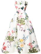 Monique Lhuillier Floral Print Flared Dress - White