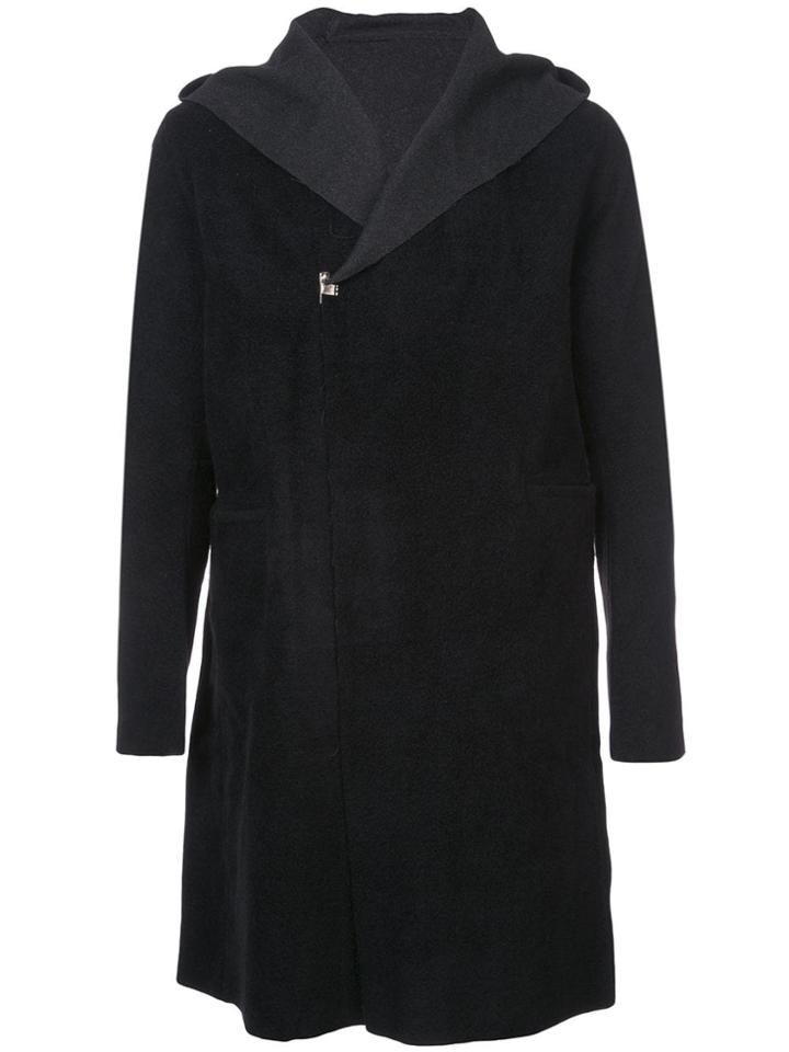 Taichi Murakami Off-centre Hooded Coat - Black