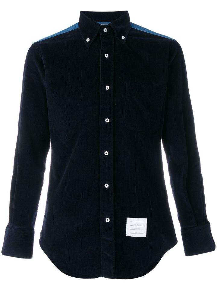 Thom Browne Contrast Back Yoke Classic Shirt In Corduroy - Blue