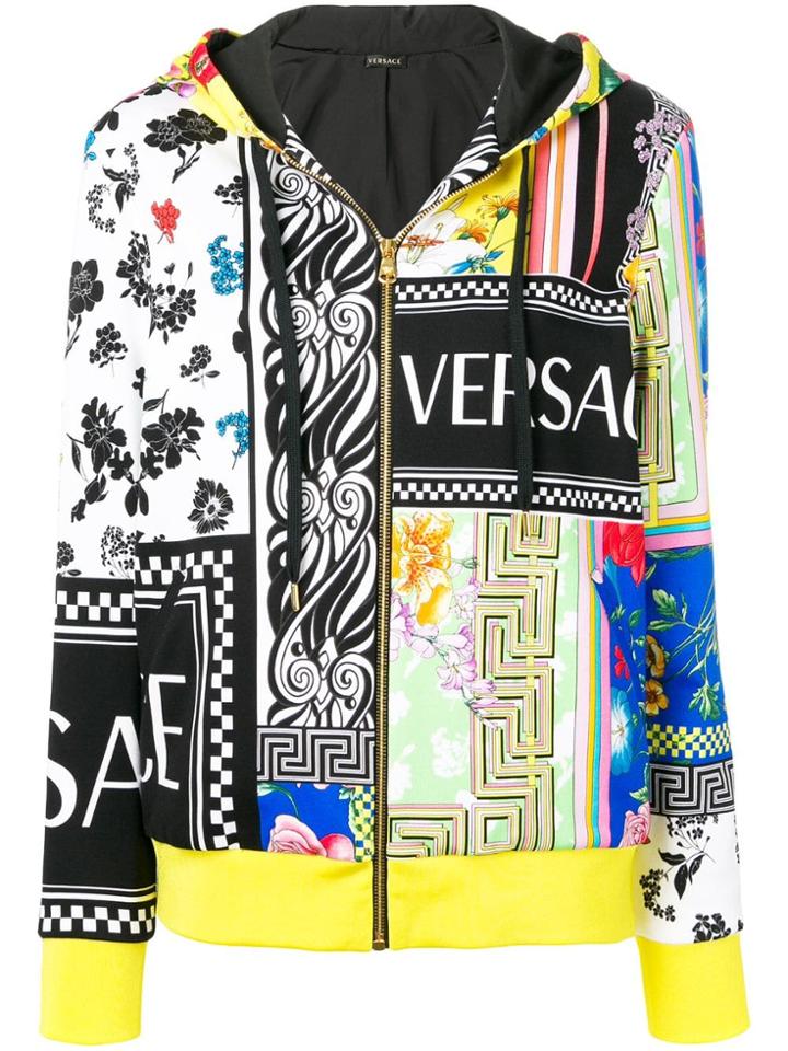 Versace Contrast Print Hoodie - Yellow