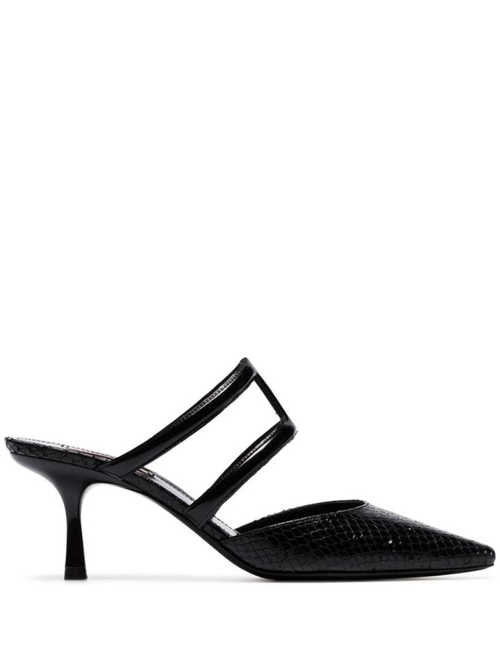 Fabrizio Viti Black Brooklyn 65 Cage Detail Leather Pumps