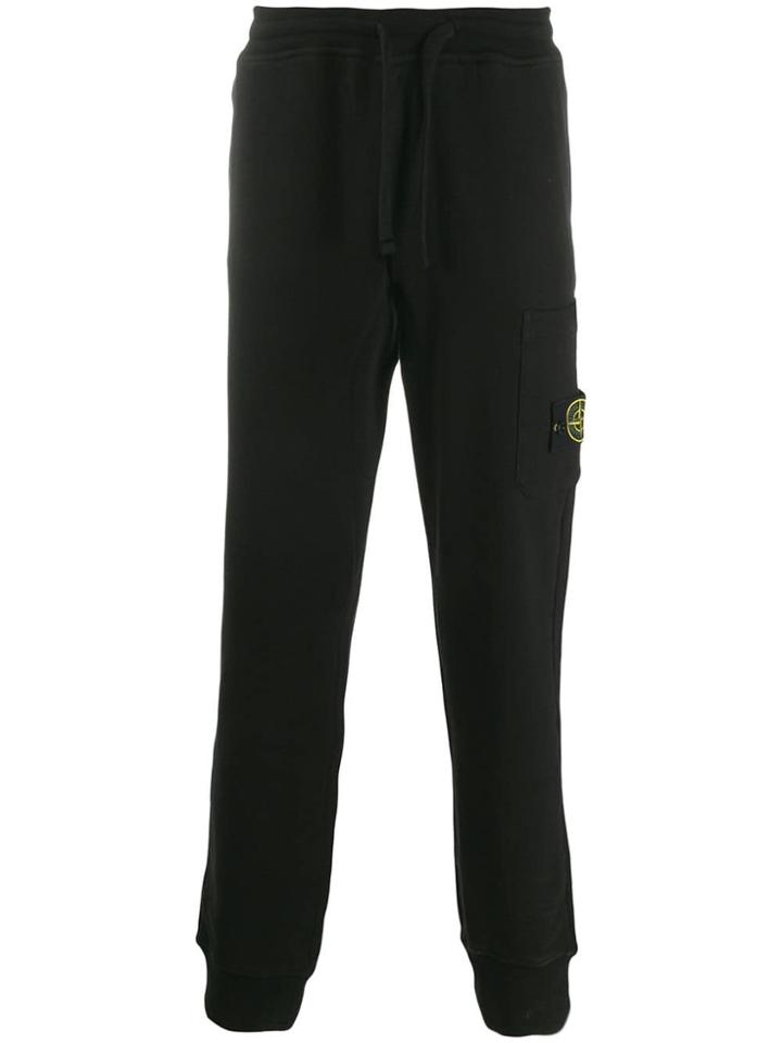 Stone Island Logo Fleece Trousers - Black