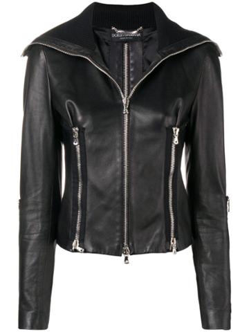 Dolce & Gabbana Pre-owned Leather Biker Jacket - Black