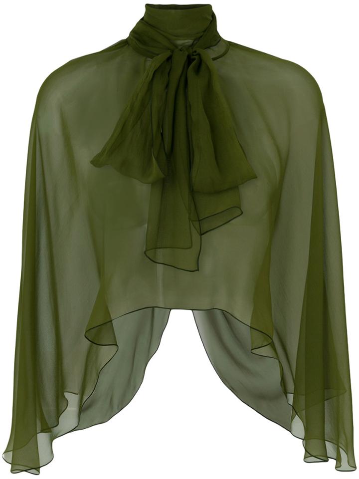Alberta Ferretti Sheer Capelet - Green