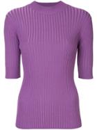 Le Ciel Bleu Ribbed Short-sleeve Top - Pink & Purple