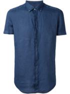 Fay Short Sleeve Shirt, Men's, Size: 41, Blue, Linen/flax