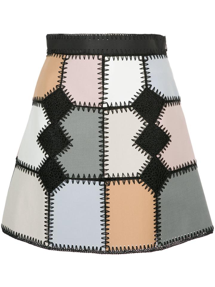 Loveless Faux Suede Patchwork Mini Skirt - Metallic