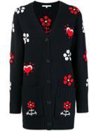Chinti & Parker Flower Heart Long Line Cardigan - Blue