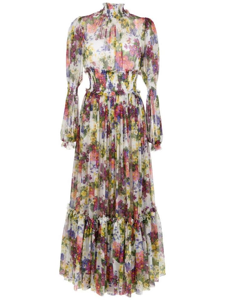Dolce & Gabbana Long Floral Print Dress - Pink