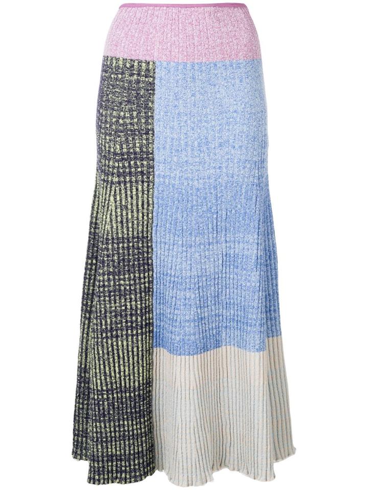 3.1 Phillip Lim Contrast Panels Knitted Skirt - Blue