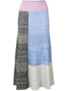 3.1 Phillip Lim Contrast Panels Knitted Skirt - Blue