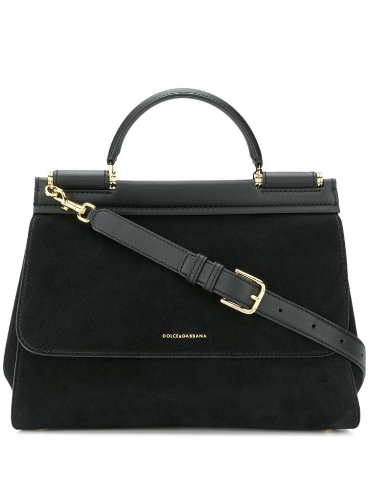 Dolce & Gabbana Suede Detail Cross Body Bag - Black