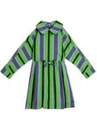 Burberry Kids Striped Drawcord Dress - Green