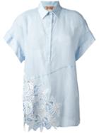 No21 Embroidered Detail Polo Shirt, Women's, Size: 42, Blue, Cotton/silk