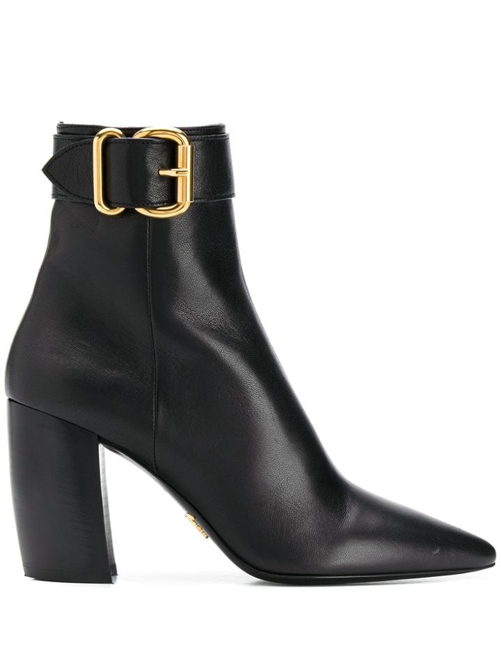 Prada Buckle Detail Boots - Black
