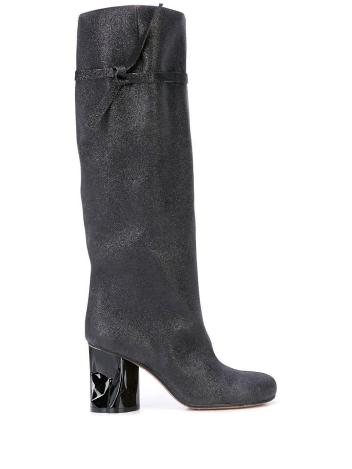 Maison Margiela Crushed Block Heel Boots - Black