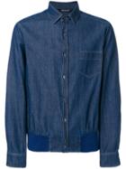 Neil Barrett Gathered Hem Denim Shirt - Blue