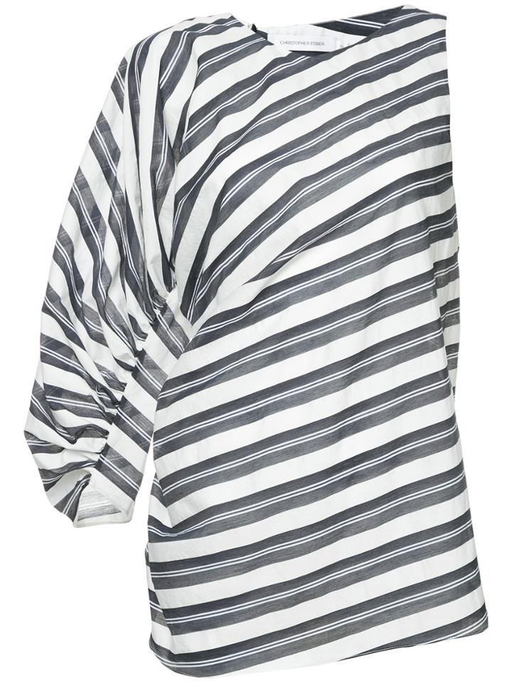 Christopher Esber One Sleeve Striped Blouse - Blue