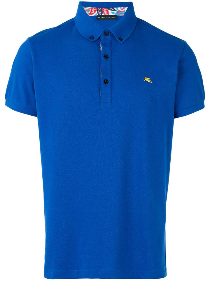 Etro - Logo Embroidered Polo Shirt - Men - Cotton - S, Blue, Cotton