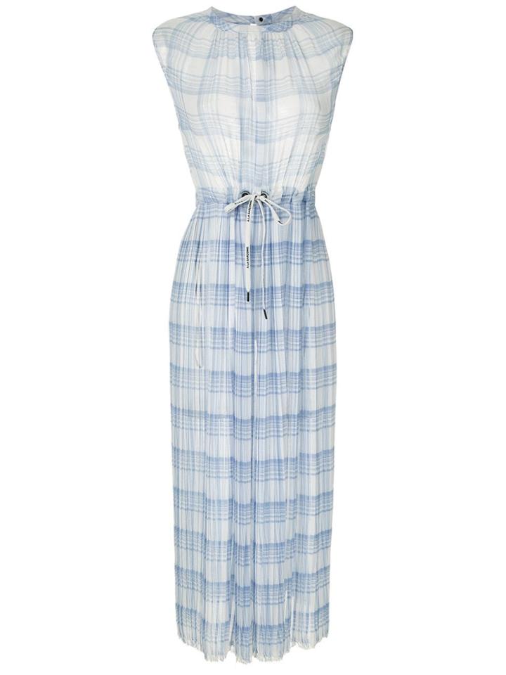À La Garçonne Checkered Pleated Midi Dress - Blue