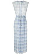 À La Garçonne Checkered Pleated Midi Dress - Blue