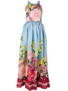 Blugirl - Long Sleeveless Floral Dress - Women - Silk/polyester - 42, Blue, Silk/polyester