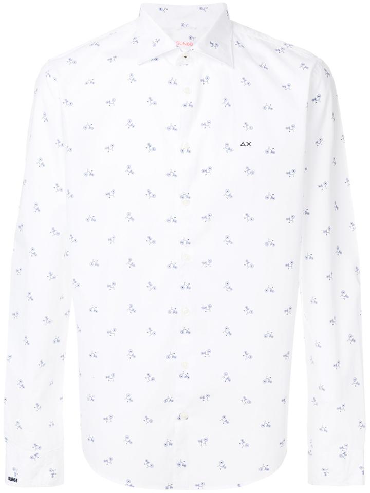 Sun 68 Printed Style Shirt - White