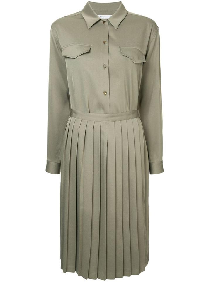 08sircus Pleated Skirt Shirt Dress - Green