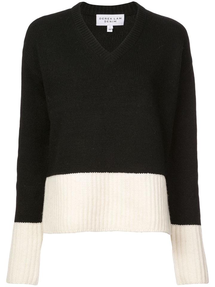 Derek Lam 10 Crosby V-neck Sweater With Contrast Rib Detail - Black