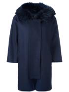 Ermanno Scervino Fox Fur Trim Coat - Blue