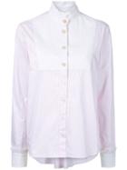 Macgraw - High Neck Striped Shirt - Women - Cotton - 10, Pink/purple, Cotton