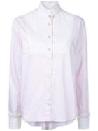 Macgraw - High Neck Striped Shirt - Women - Cotton - 10, Pink/purple, Cotton