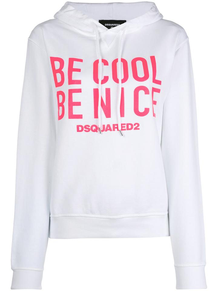Dsquared2 Be Nice Slogan Hoodie - White