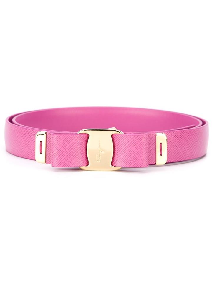Salvatore Ferragamo Vara Belt, Women's, Size: 85, Pink/purple, Leather