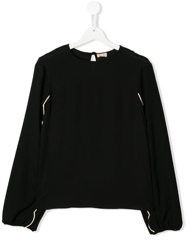 Elisabetta Franchi La Mia Bambina Teen Long Sleeve Blouse - Black