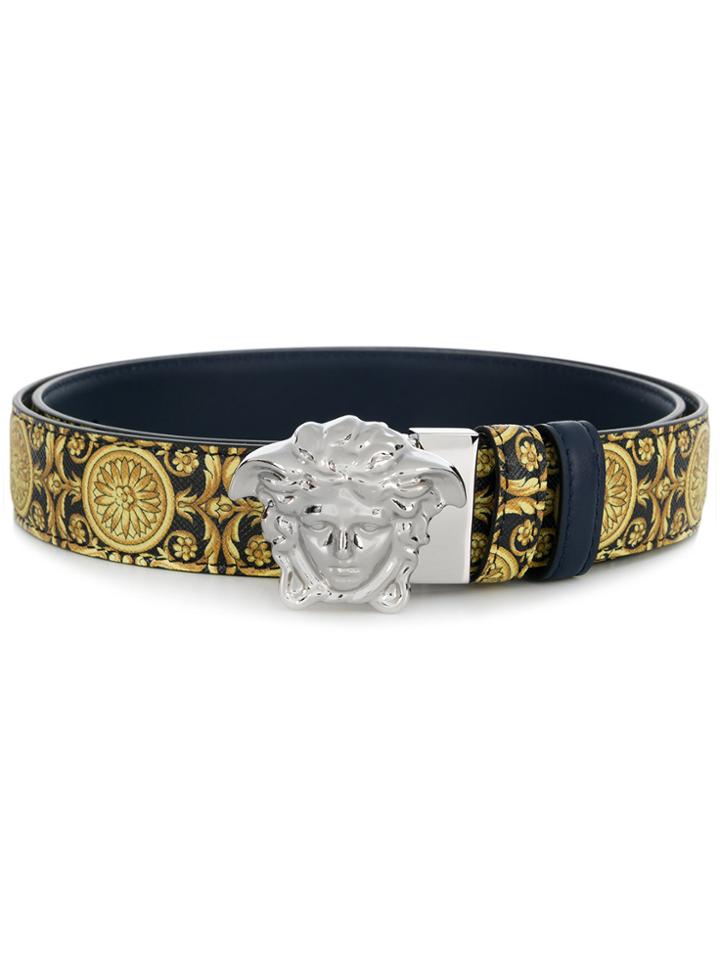 Versace 3d Medusa Buckle Belt - Yellow & Orange