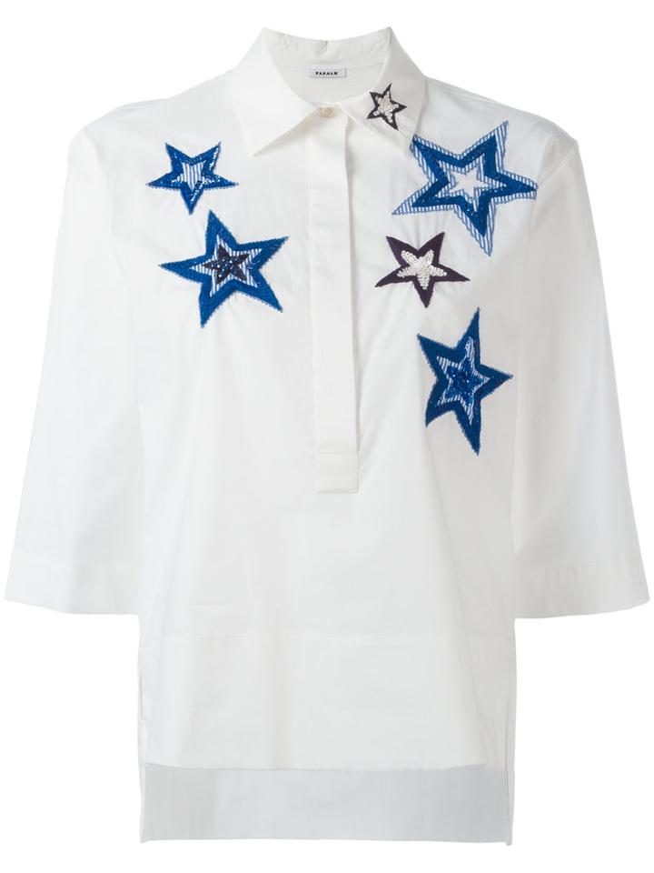 P.a.r.o.s.h. Gangstar Embroidered Shirt, Women's, Size: Xs, White, Cotton/spandex/elastane